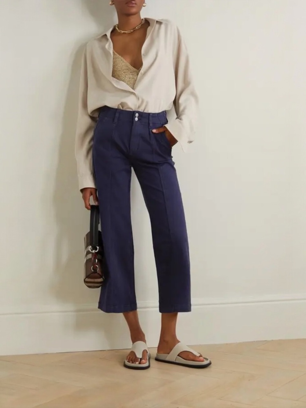 PAIGE • Brooklyn Wide Leg Crop in Vintage Cosmic Navy